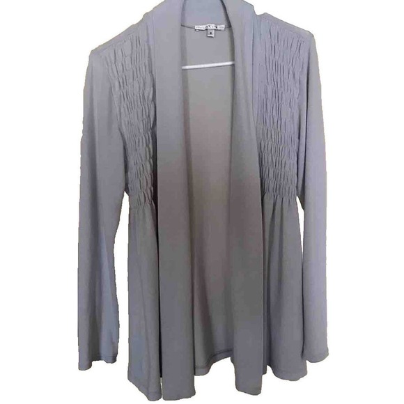 Moa C Moa Womens Lgt Gray Open Front Cardigan Sweater SzL Pre-Owned - Picture 2 of 10
